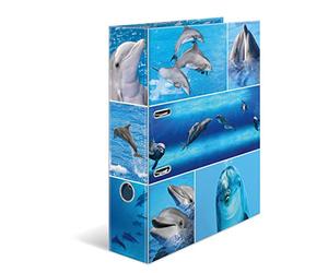 HERMA 7167 Lot de 10 classeurs A4 en carton avec impression intérieure pour l'école et le bureau Motif animaux dauphins 7 cm de large Pour garçons et filles