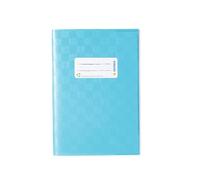 HERMA 7433 Lot de 25 housses pour cahiers DIN A5 avec étiquette de nom, effet raphia, film de polypropylène résistant et lavable, pour cahier scolaire, bleu clair
