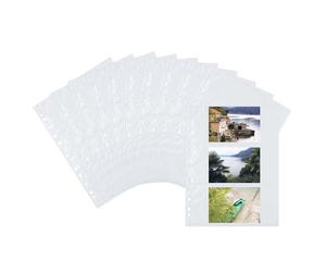 HERMA 7556 Lot de 250 pochettes pour dossiers, 9 x 13 cm en paysage, 3 compartiments divisés, utilisables des deux côtés, pour photos, cartes postales, pochettes perforées, blanches