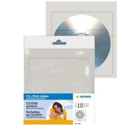 Herma 7688 - Pack de 10 pochettes autocollantes transparentes pour CD/DVD 129 x 130 mm