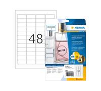 HERMA 8016 Étiquettes Laser Transparentes A4, Adhésif Permanent Gloss, 4.57x2.12cm, 1200 étiquettes (25 feuilles x 48), Résistantes Intempéries