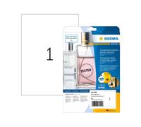 HERMA 8020 Étiquettes A4 Transparentes Laser, Adhésif Permanent Gloss, 21x29,7cm, 25 Feuilles, Résistant Intempéries