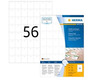 HERMA 8044 Étiquettes imprimables, 56 pièces par feuille A4, 100 feuilles, 30 x 37 mm, 5600 pièces, étiquettes de prix rectangulaires vierges, étiquettes à suspendre pour bijoux pour imprimante laser