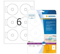 HERMA Special - Papier - mat - auto-adhésif permanent - blanc - diamètre 78 mm 60 étiquette(s) (10 feuille(s) x 6) étiquettes CD/DVD opaques Blanc