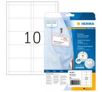 HERMA Étiquettes nominatives perforées 9011 pour vêtements, 25 feuilles, 90 x 54 mm, 10 pièces par feuille A4, 250 autocollants, autocollants, imprimables, cartes à insérer en carton non adhésifs, blanches