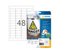 HERMA 9531 Étiquettes A4 Polyoléfine 4.57x2.12cm, Adhésif Permanent, Laser, Mate, Résistantes Intempéries/Eau -40°C à +150°C (480 unités)