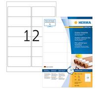 Herma 9538 résistante aux intempéries Outdoor Film adhésif (99,1 x 42,3 mm vers DIN A4, film autocollant) 480 étiquettes sur 40 Feuilles forte, blanc