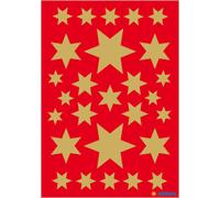 HERMA autocollants de Noël DECOR "étoiles" assortis or 3 feuilles à 27 autocollants