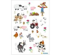 HERMA Autocollants décor 'Petite ferme' - Papier autoadhésifs multicolores, 3 feuilles (3×24), 120 x 84 mm