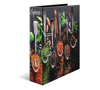 HERMA Classeur à épices A4, 7 cm de large, classeur de recettes à écrire et à classer soi-même, motif de cuisine, livre de recettes avec finition brillante et impression intérieure pour recettes de