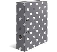 HERMA Motif classeur à levier A4 Étoiles Gris avec étoiles blanches, dos de 7 cm, en carton robuste, imprimé entièrement à l'extérieur et à l'intérieur