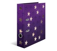 HERMA Classeur A4 étoiles, 7 cm de large, pour enfant, avec motif étoile violette et violet, classeur coloré avec finition brillante, impression intérieure pour garçons et filles