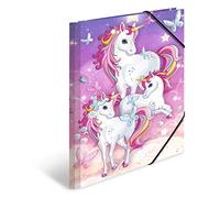 HERMA Classeur A4 Licorne, Chemise à élastique en carton avec motif de maternelle, élastique, rabat intérieur et impression intérieure pour garçons, filles et enfants