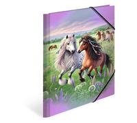 Herma Classeur A4 Motif chevaux – Carton, élastique, rabat, impression intérieure – Pour enfants