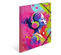 HERMA Classeur A4 Musique Fille Enfant Chemise à élastiques en carton avec motif artistique Élastique Rabat intérieur et impression intérieure pour garçons et filles