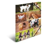HERMA 19454 Classeur DIN A3 animaux de la ferme en carton solide avec impression intérieure complète et élastique pour enfants, garçons et filles