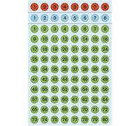 HERMA - étiquettes à chiffres 1-160, diamètre: 8 mm, en papierchiffres noirs sur papier rouge, bleu et vert, rond contenu: 6 feuilles (4129)