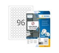 HERMA Étiquettes A4 Ø20mm Rondes Amovibles 4386: Papier Mat Blanc, Impression Laser/Jet d'Encre, Adhésif Movables, 2400 Étiquettes, FSC Mix