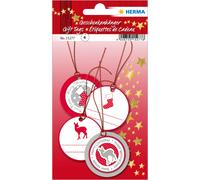 HERMA étiquettes cadeau Noël 3D rond rouge/argent 4 pièces