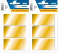 HERMA Étiquettes colorées, 3 étiquettes par feuille, 3 feuilles, 34 x 67 mm, 9 étiquettes, autocollantes, vierges autocollantes multi-usages, pour bureau, cuisine, maison, doré (Lot de 2)