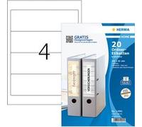 Herma 12901 détachables étiquettes classeur a4 papier mat opaque 192 x 61 mm (de 5 feuilles-blanc-lot de 20