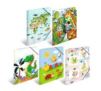 HERMA Lot de 10 chemises à élastiques A3 pour maternelle, en carton, avec motif animal, rabat intérieur et impression intérieure, pour garçons, filles et enfants