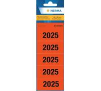 HERMA Lot de 100 autocollants numérotés annuels 2025 pour classeurs - 60 x 26 mm - 5 par feuille - Étiquettes textes opaques mates - Rouge