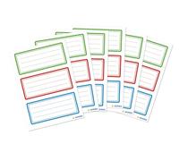 HERMA Lot de 18 étiquettes pour livre tricolore - 76 x 35 mm - Autocollantes - Lignées - Pour l'école, les enfants, les filles, les garçons - Multicolore - Vert, rouge, bleu
