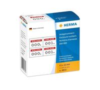 HERMA Lot de 2000 étiquettes numérotées de 0 à 999 - Double - 22 x 15 mm - Autocollantes - Mat - Papier double séquentiel - Numéro d'actif dans une boîte distributrice - Rouge