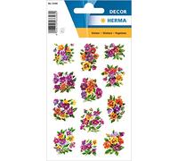 HERMA Lot de 24 autocollants violets pailletés - Motif fleurs - Avec motif de plantes - Étiquettes enfants pour album photo, agenda, album de poésie, scrapbooking, décoration d'anniversaire, lettres