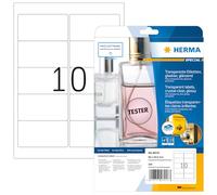 HERMA Lot de 250 étiquettes autocollantes transparentes résistantes aux intempéries, 10 étiquettes par feuille A4, pour imprimantes laser, 96 x 50,8 mm (8018), brillantes
