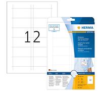 HERMA Lot de 300 recharges pour badges nominatifs - 12 étiquettes par feuille A4, 25 feuilles, 75 x 40 mm, 300 pièces, inserts vierges pour badges nominatifs, inserts imprimables pour imprimantes