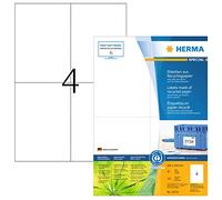 HERMA Lot de 320 étiquettes autocollantes de recyclage - 4 étiquettes par feuille A4-80 feuilles - 105 x 148 mm - 320 étiquettes en papier 100% recyclé - Étiquettes autocollantes pour imprimante