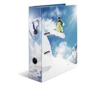 HERMA Lot de 5 classeurs à levier A4 pour sports d'hiver, tranche de 70 mm, classeur robuste avec motif sport, finition brillante et impression intérieure, classeur à anneaux pour enfants, classeur