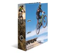 HERMA Lot de 5 classeurs à levier A4 pour vélo de montagne, tranche de 70 mm, classeur robuste avec motif sport, finition brillante et impression intérieure, classeur à anneaux pour enfants, classeur