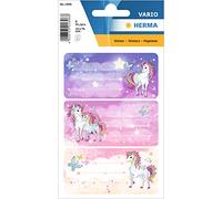HERMA Lot de 6 étiquettes pour livre d'écriture, motif licorne, 76 x 35 mm, autocollantes, lignées, pour l'école, les enfants, les filles, les garçons, multicolores, rose