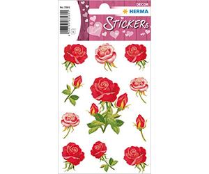 HERMA Love Love Sticker autocollant pour la Saint-Valentin, un mariage, un scrapbooking ou comme cadeau, 36 autocollants décoratifs permanent Roses rouges.