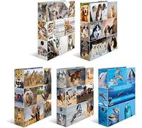 HERMA Motif classeur à levier A4 Animals assortiment, dos de 7 cm, en carton robuste, imprimé entièrement à l'extérieur et à l'intérieur, lot de 10 7163