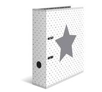 HERMA Motif classeur à levier A4 Étoiles Blanc á points, dos de 7 cm, en carton robuste, imprimé entièrement à l'extérieur et à l'intérieur