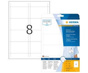 HERMA Name Badge Insert Refills, 8 Pieces Labels per A4 Sheet, 25 Sheets, 90 x 6