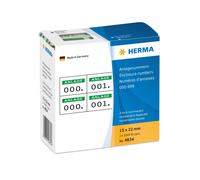 HERMA Number Labels 0-999, Double, 2000 Pieces, 22 x 15 mm, Self-Adhesive, Matte
