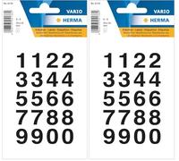 HERMA numéros 18 x 20 mm Transparente 0-9 météo, Noir, 2 feuilles - 4136 (Lot de 2)