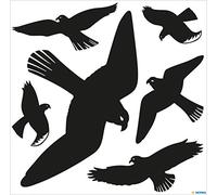 HERMA Oiseaux d'avertissement autocollants, 6 pièces, 30 x 30 cm, détachables & réutilisables, protection des oiseaux pour fenêtres en film résistant aux intempéries, noir