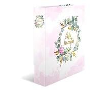 HERMA Organiseur de mariage A4 Wedding Planner Wir heiraten, dos de 6 cm, en carton robuste, imprimé entièrement à l'extérieur et finition pelliculée dorée 15421