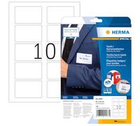 Herma - Pochette de 100 Badges autocollantes pour Textile, En soie d'acétate (80 x 50 mm) Personnalisables et Imprimables, Impression laser, (4587) Blanc