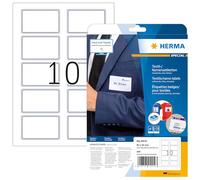 Herma - Pochette de 200 Badges autocollantes pour Textile, En soie d'acétate (80 x 50 mm) Personnalisables et Imprimables, Impression laser, (4410) Blanc