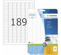 HERMA Premium - Papier - mat - adhésif permanent - blanc - 25.4 x 10 mm 4725 étiquette(s) (25 feuilles x 189) étiquette(s) plastifiée(s)