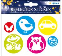 Herma Reflective Stickers, Permanent Hold, 5 Fluorescent Stickers per Pack Circl