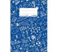 HERMA Schoolydoo 19415 Protège-cahier A5 bleu avec étiquette d'identification, en film polypropylène résistant et facile à nettoyer, protège-cahiers d'école, couleur