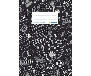 HERMA Schoolydoo 19419 Protège-cahier A5 noir avec étiquette d'identification en film polypropylène résistant et facile à nettoyer, protège-cahiers d'école, couleur